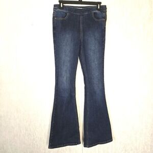 Free People Women's 28 High Waist Split Hem Flare Leg Side Zipper Denim Jeans